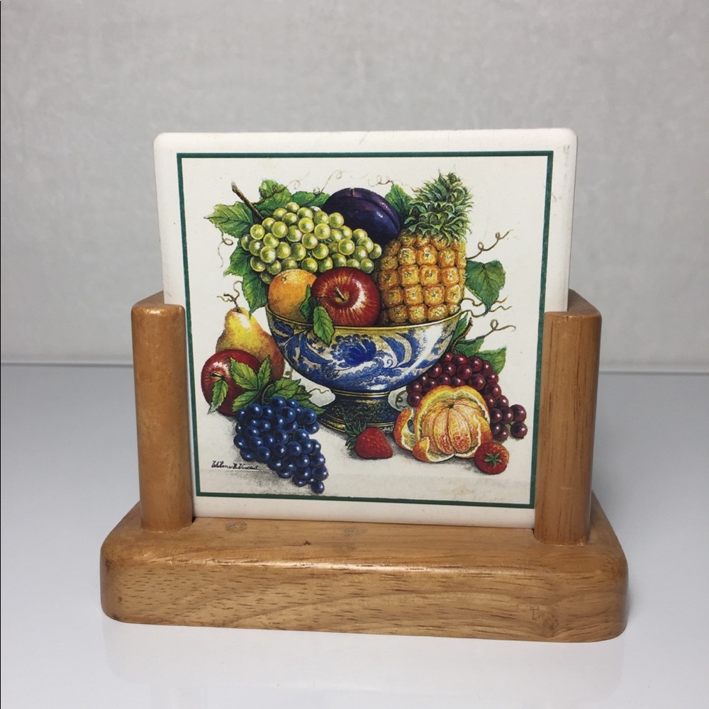 Ceramic drinks Coaster Fruit , Set 4 , FRUITS